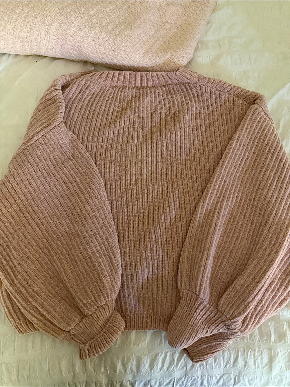 Cozy Ribbed Balloon Sleeve Sweater - Dusty Rose